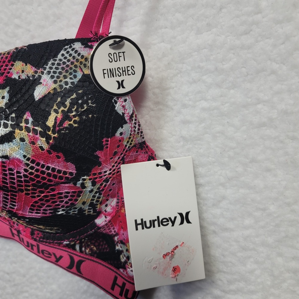 Hurley Push Up Wireless Bra 36C Soft Floral Style NWT - Picture 3 of 8